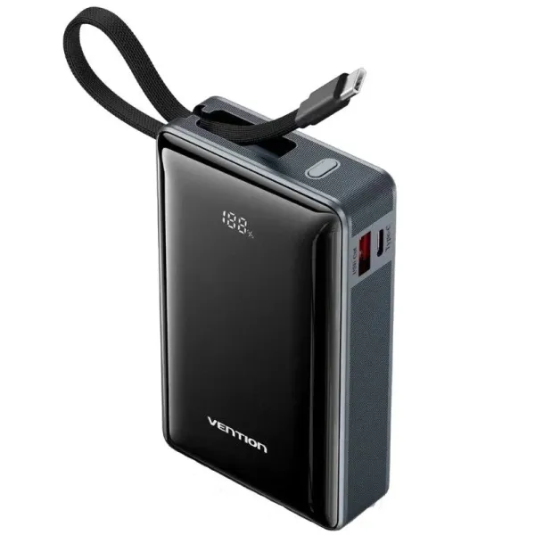 Power bank Vention da 20000 mAh - Potenza di uscita fino a 65 W - Power Delivery - USB-A - USB-C - Display a LED - Tecnologia PPS - Grigio - immagine 1