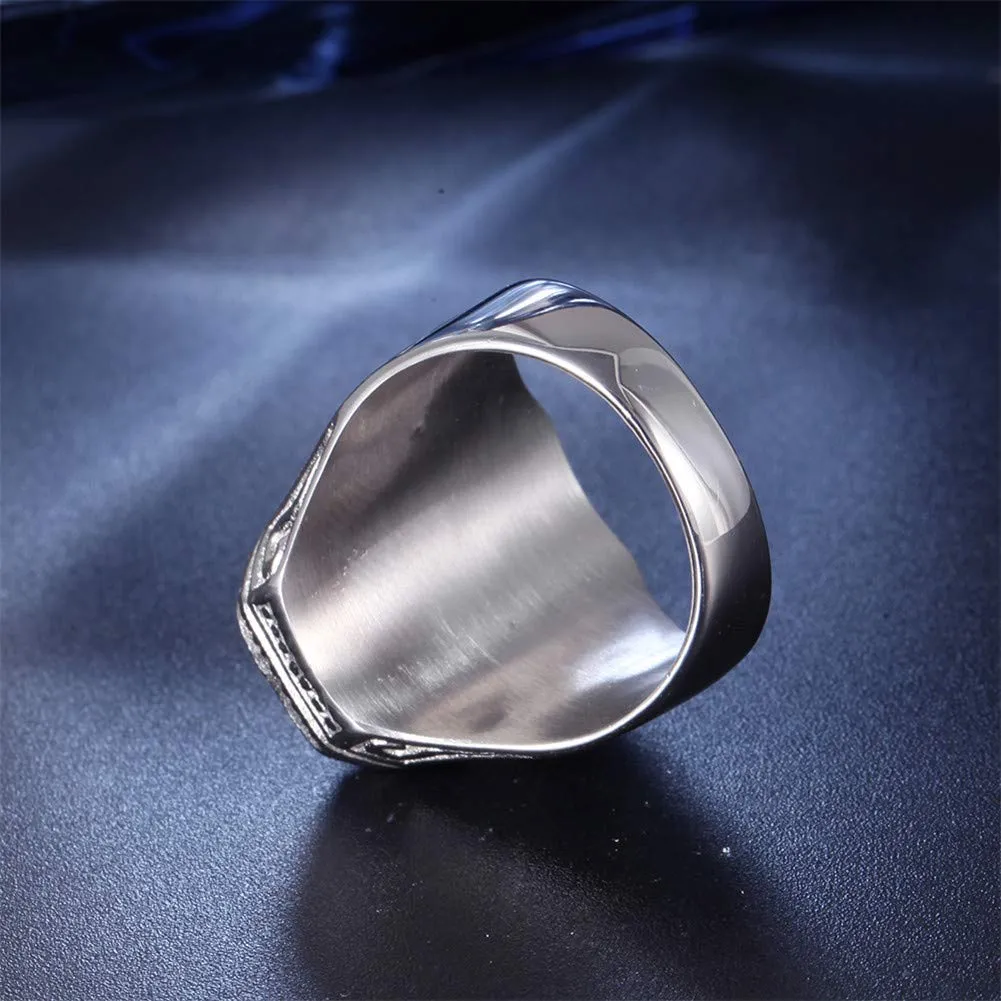 PAURO Uomo Anello da Sposa in Acciaio Inossidabile con Promessa Nuziale Promessa con Grande Pietra Argento Nero Misura 27 - immagine 3