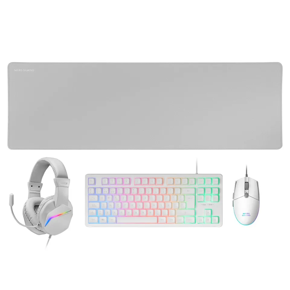 Mars Gaming MCP-RGB3 tastiera Mouse incluso USB QWERTY Spagnolo Bianco - immagine 1