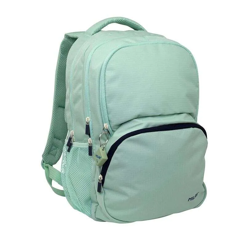 Zaino scolastico Milan Series 1918 25L - 3 tasche frontali + 2 tasche laterali - Manici regolabili e imbottiti - Dimensioni 465x30x17cm - Verde - immagine 1