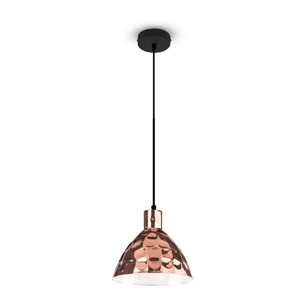 V-TAC Lampadario LED a Cono in Metallo con Portalampada E27 (Max 60W) Colore Oro Rosa a Specchio d: 300mm - immagine 1