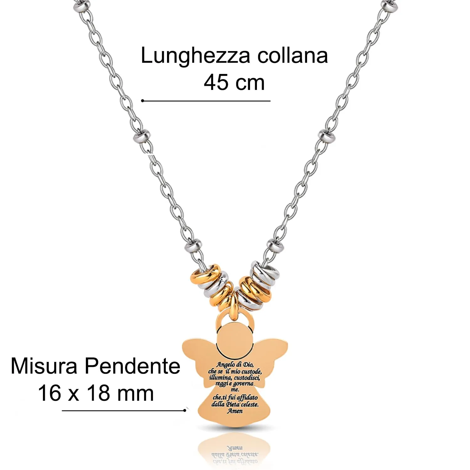 SAGA GIOIELLI® Collana Donna Quadrifoglio Albero Della Vita Family Angelo Custode Coccinella Corno Acciaio Confezione Regalo (ANGELO CUSTODE) - immagine 3