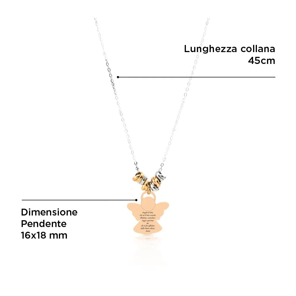 SAGA GIOIELLI® Collana Donna Quadrifoglio Albero Della Vita Family Angelo Custode Coccinella Corno Acciaio Confezione Regalo (ANGELO CUSTODE) - immagine 5