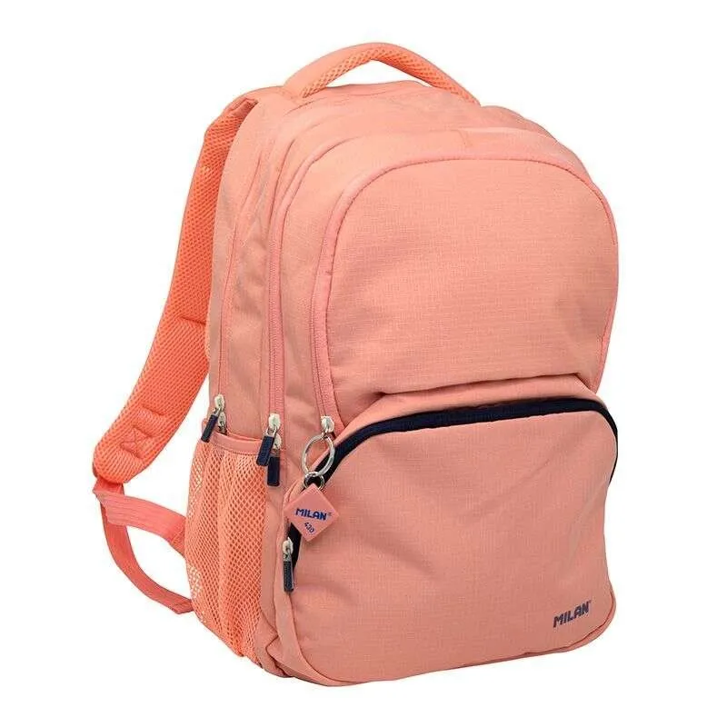 Zaino scolastico Milan Serie 1918 25L - 3 tasche frontali + 2 tasche laterali - Spallacci regolabili e imbottiti - Dimensioni 465x30x17cm - Rosa - immagine 1