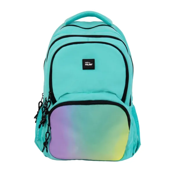 Zaino scolastico Milan Sunset 25L - Tasche laterali in rete - Scomparto interno per laptop - 4 cerniere - 465x30x17 cm - Verde - immagine 1