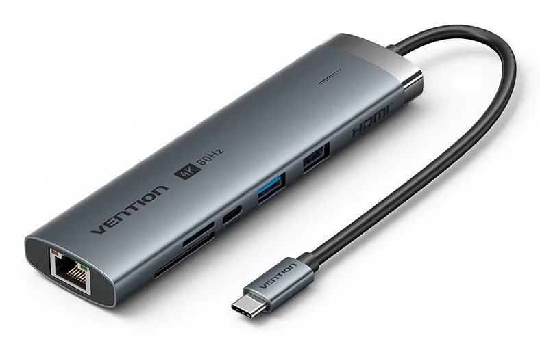 Vention TGVHB hub di interfaccia USB tipo-C 5000 Mbit/s Grigio - immagine 1