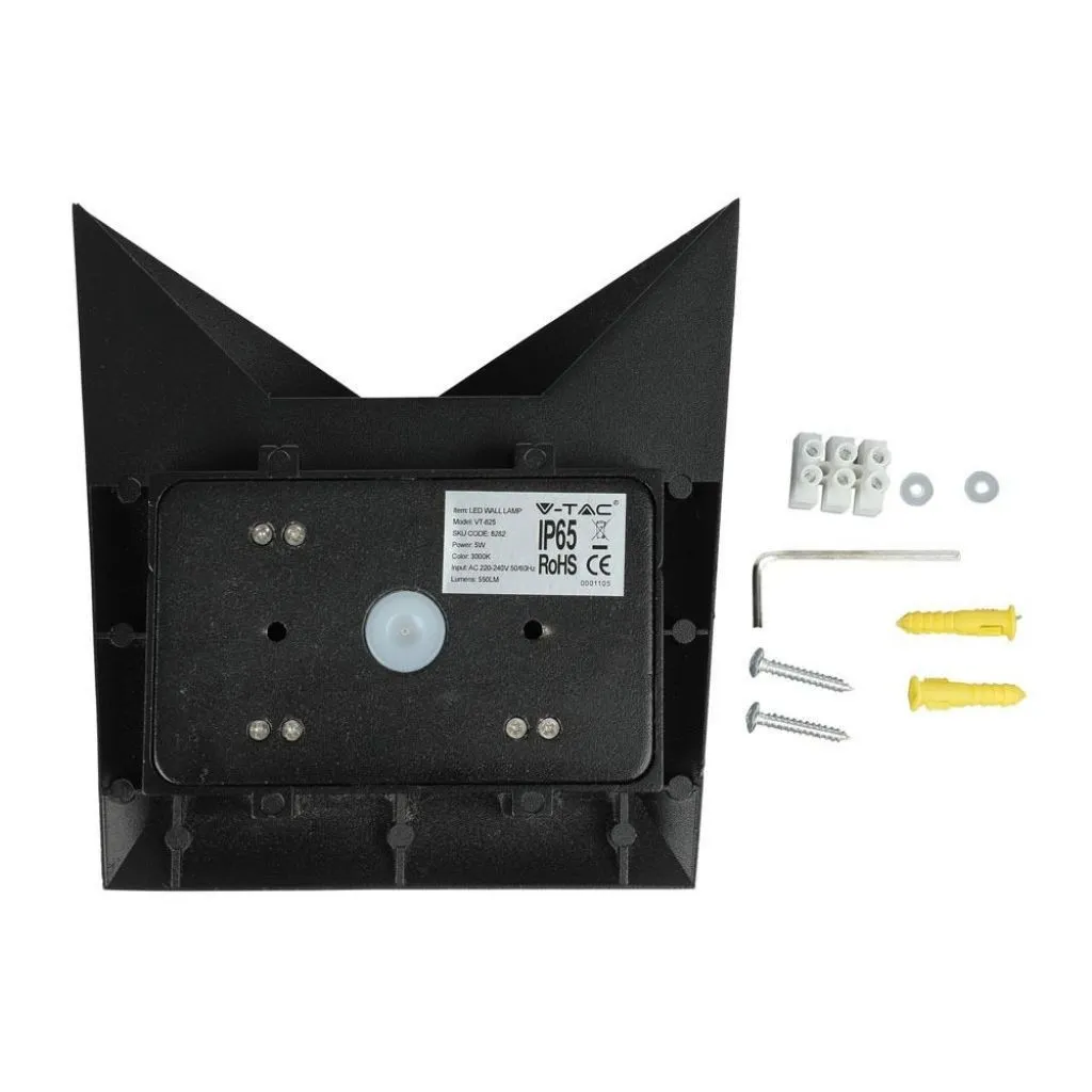 V-TAC Lampada LED da Muro a Tasca 5W 110LM/W Colore Nero 3000K IP65 - immagine 1
