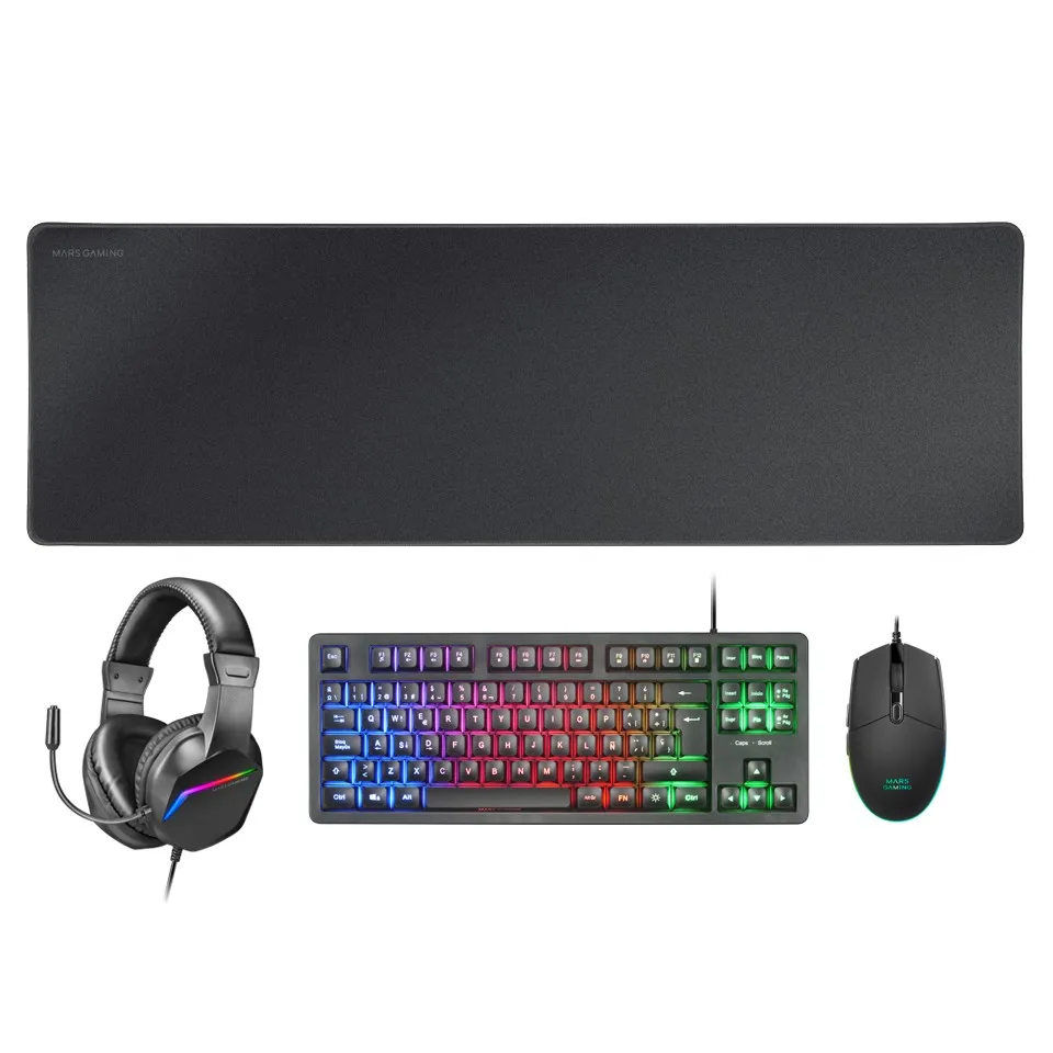 Mars Gaming MCPRGB3FR tastiera Mouse incluso USB Francese Nero - immagine 1