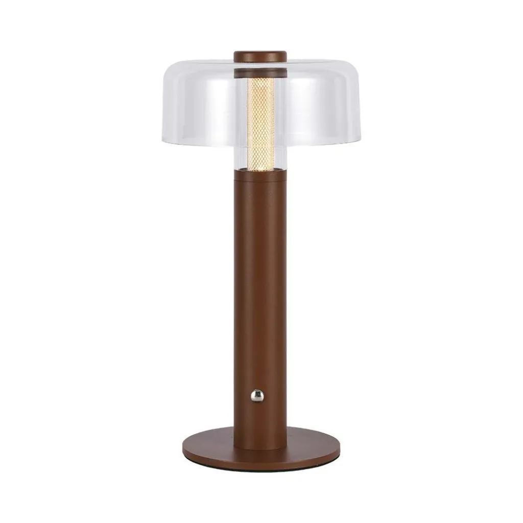 V-TAC Lampada LED da Tavolo 1W Colore Marrone sabbia e Bianco Trasparente Ricaricabile con USB C Touch Dimmerabile 3000K - immagine 1