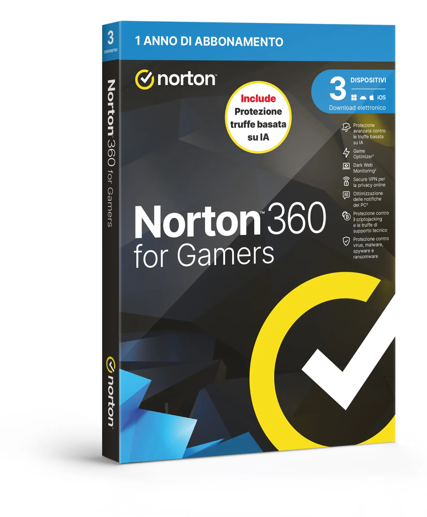 Norton 360 For Gamers 2026 -Antitruffa- 3 Dispositivi 12 Mesi 50Gb - It Box - immagine 1