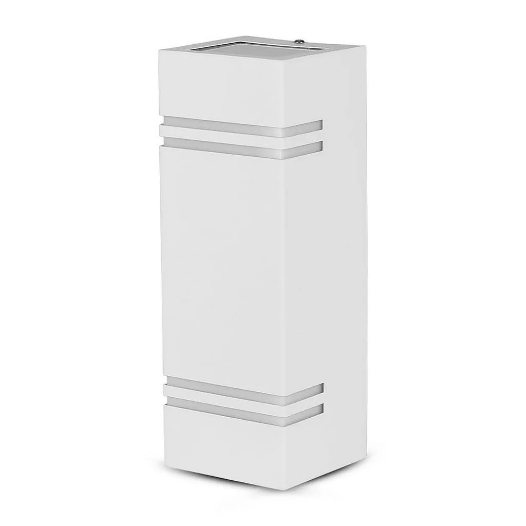 V-TAC Portafaretto LED Doppio da Muro 2*GU10 e GU5.3 (MR16) Quadrato in Alluminio Colore Bianco IP44 - immagine 1