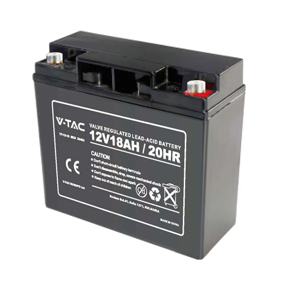 V-TAC Batteria al Piombo Acido 12V 18Ah per Allarmi Videosorveglianza UPS Terminali M5 180*77*168mm - immagine 1
