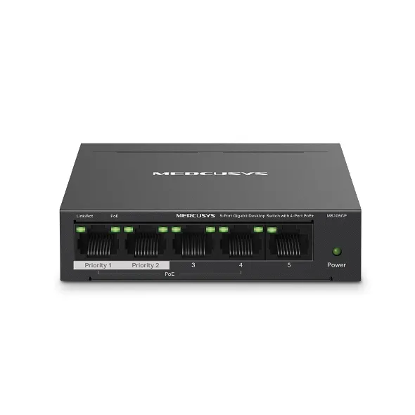 Switch Desktop Ms105Gp Unmanged Poe 5P Gigabit 4 Poe+ Fino 65W - immagine 1