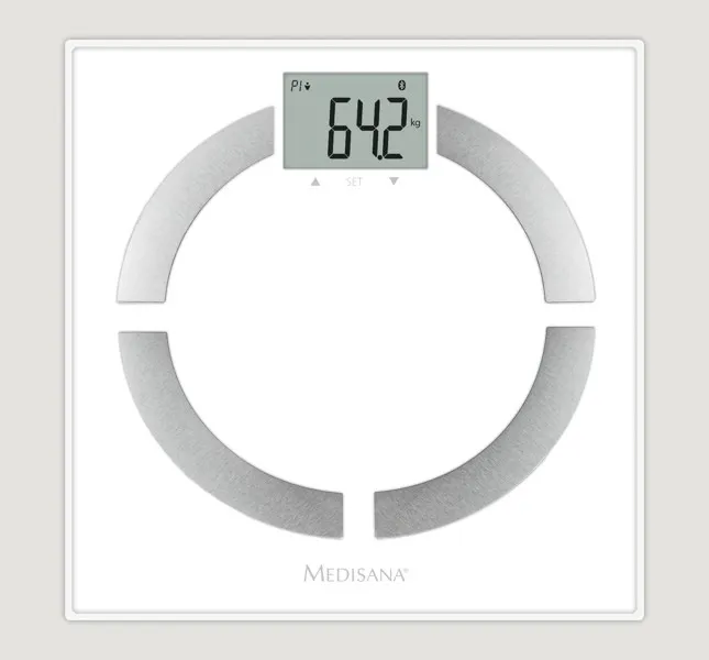 Bilancia per analisi corporea Medisana BS444 Bluetooth - Misura peso BMI BMR e composizione corporea - Sensori ad alta precisione - Display LCD di facile lettura - Memoria per 8 utenti - Sincronizzazione con app - immagine 1