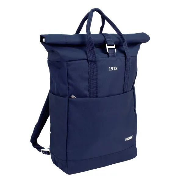 Zaino Urban 430 della collezione Milan da 10 litri - Chiusura arrotolabile - 2 tasche laterali - Tasca posteriore imbottita - Spallacci regolabili - Blu navy - immagine 1