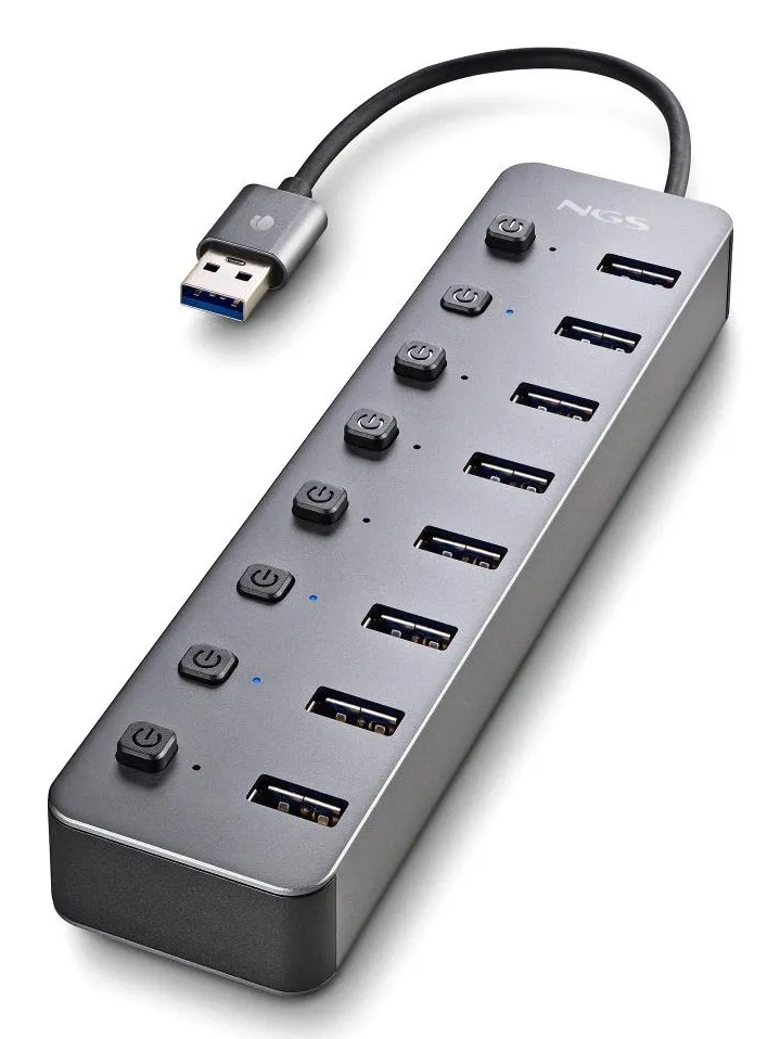 NGS IHUB 8 USB 2.0 Type-A 5000 Mbit/s Grigio - immagine 1