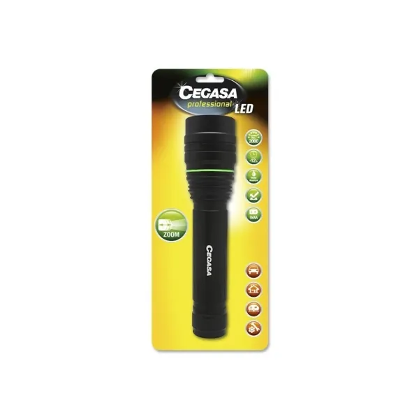 Torcia LED professionale Cegasa 2000lm - Misure 24 x 55 cm - Realizzata in alluminio - 3 posizioni - Funziona con 9 batterie AA (non incluse) - immagine 1