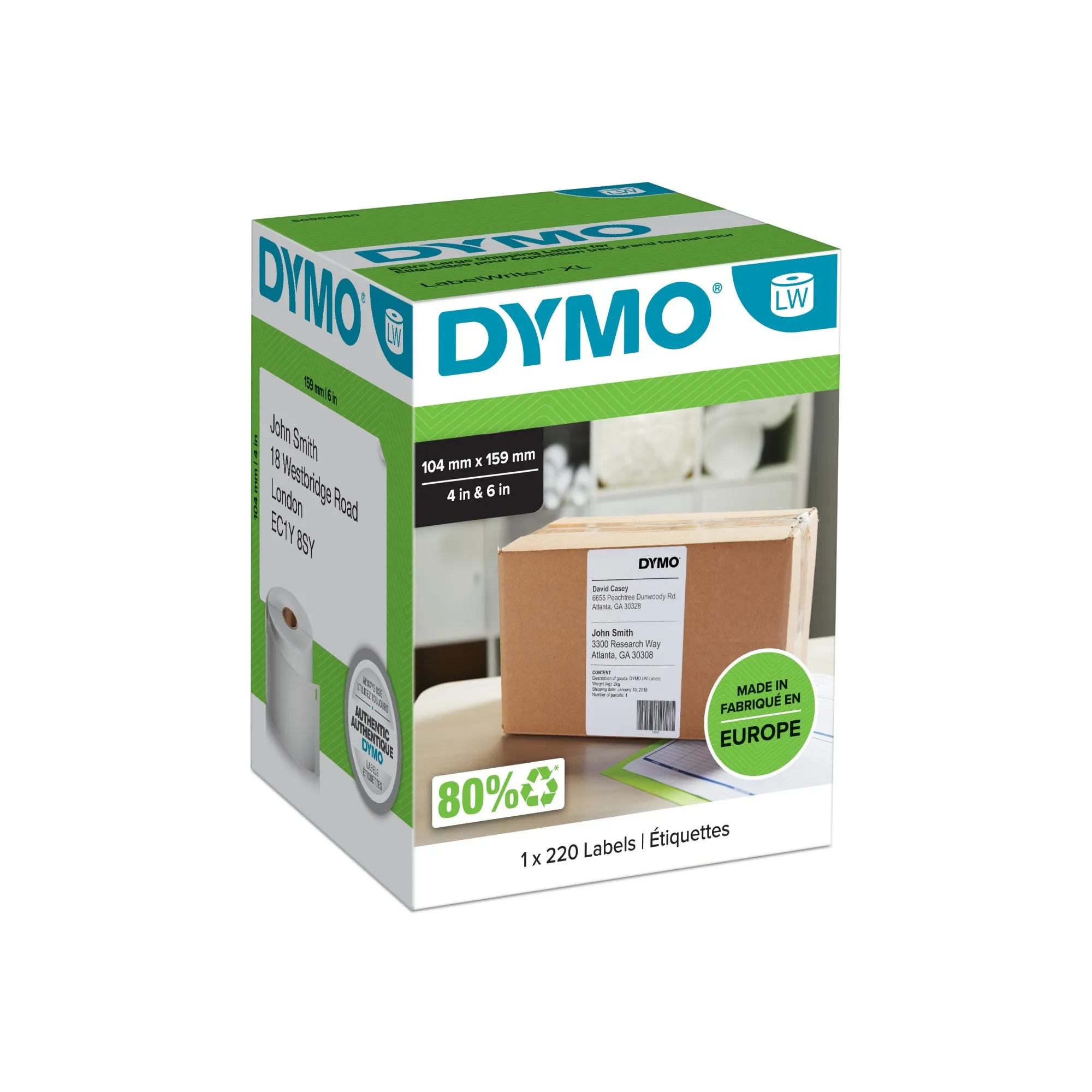 ORIGINALE DYMO Etichette Bianco S0904980 XL-Versand-Etiketten Etichette per spedizione 104x159mm bianco 1x220 Pezzi. - immagine 1