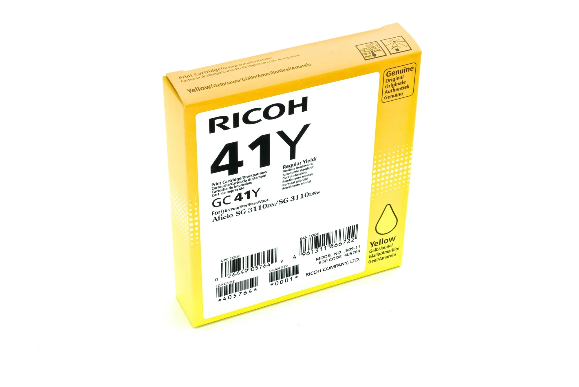 ORIGINALE Ricoh cartuccia gelo giallo GC41YHC 405764 2200 pagine - immagine 1