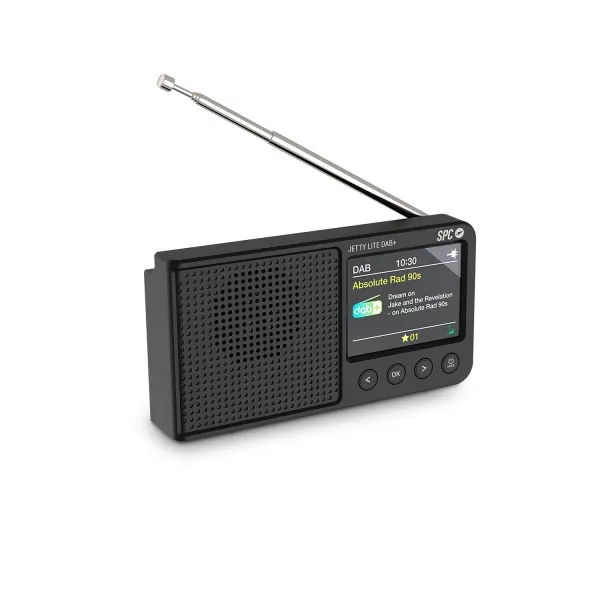 Radio digitale portatile SPC Jetty Lite DAB+ - Schermo TFT da 24 - Antenna telescopica - Batteria ricaricabile - Funzione altoparlante Bluetooth - Nero - immagine 1