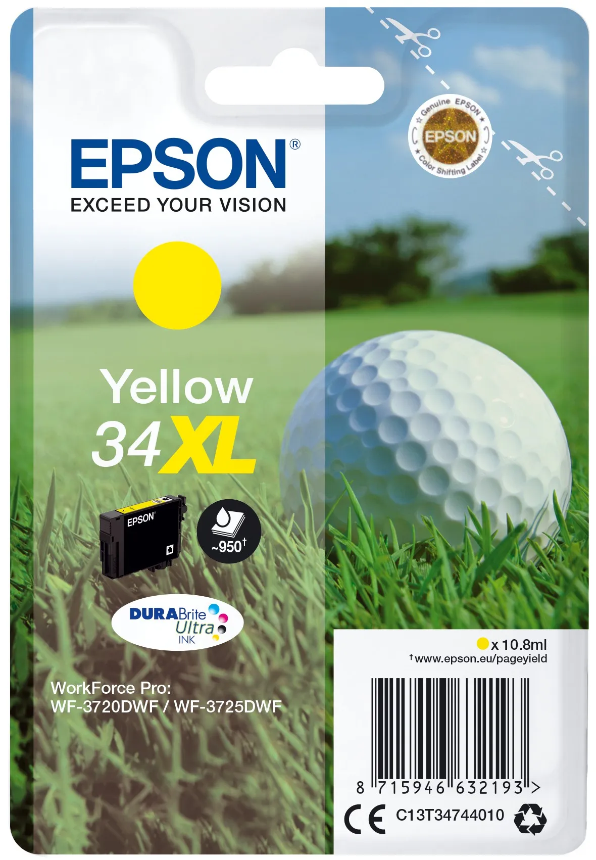 Epson Golf ball Singlepack giallo 34XL DURABrite Ultra Ink - immagine 1