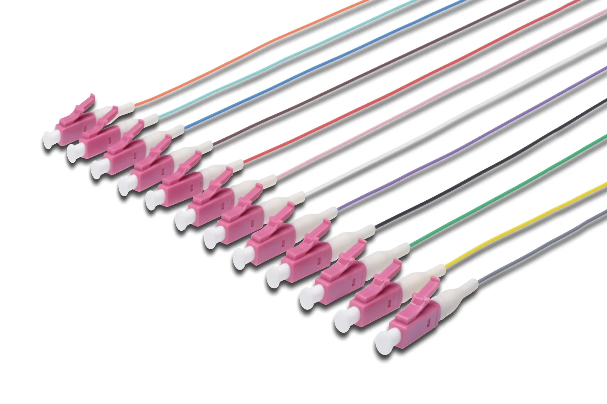 Set 12 Cavi Pigtail Fibra Ottica Colorati Connettori Lc Om4 50/125 Upc Simplex - immagine 1