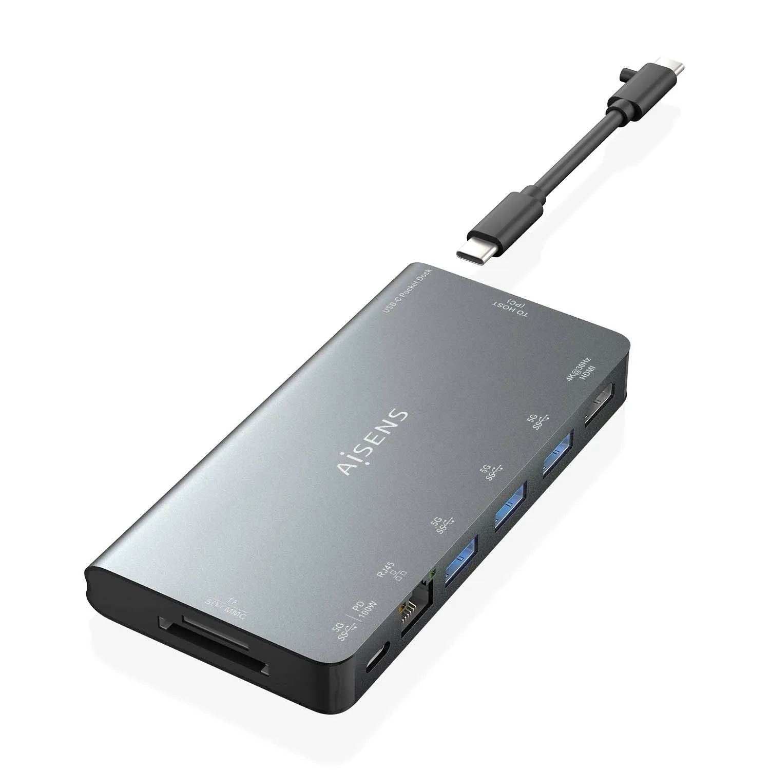 AISENS ASUC-8P015-GR replicatore di porte e docking station per laptop Cablato USB 3.2 Gen 1 (3.1 Gen 1) Type-C Grigio - immagine 1