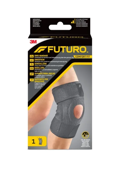 Ginocchiera Futuro Comfort - Regolabile (279 - 559 cm) - Traspirante - Ad asciugatura rapida - Elastica - Grigio scuro - immagine 1