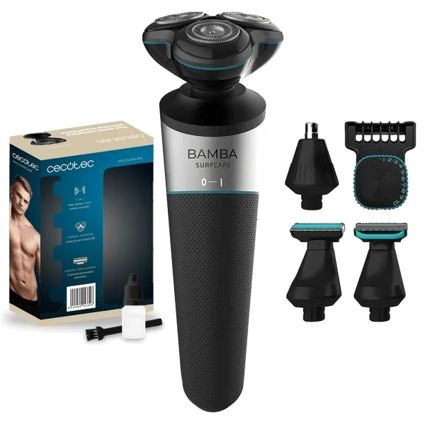 Rasoio e rifinitore Cecotec PrecisionCare 5 in 1 - Schermo LCD - Fino a 80 minuti di autonomia - Lame flottanti adattive - Rasatura precisa e delicata - Nero - immagine 1