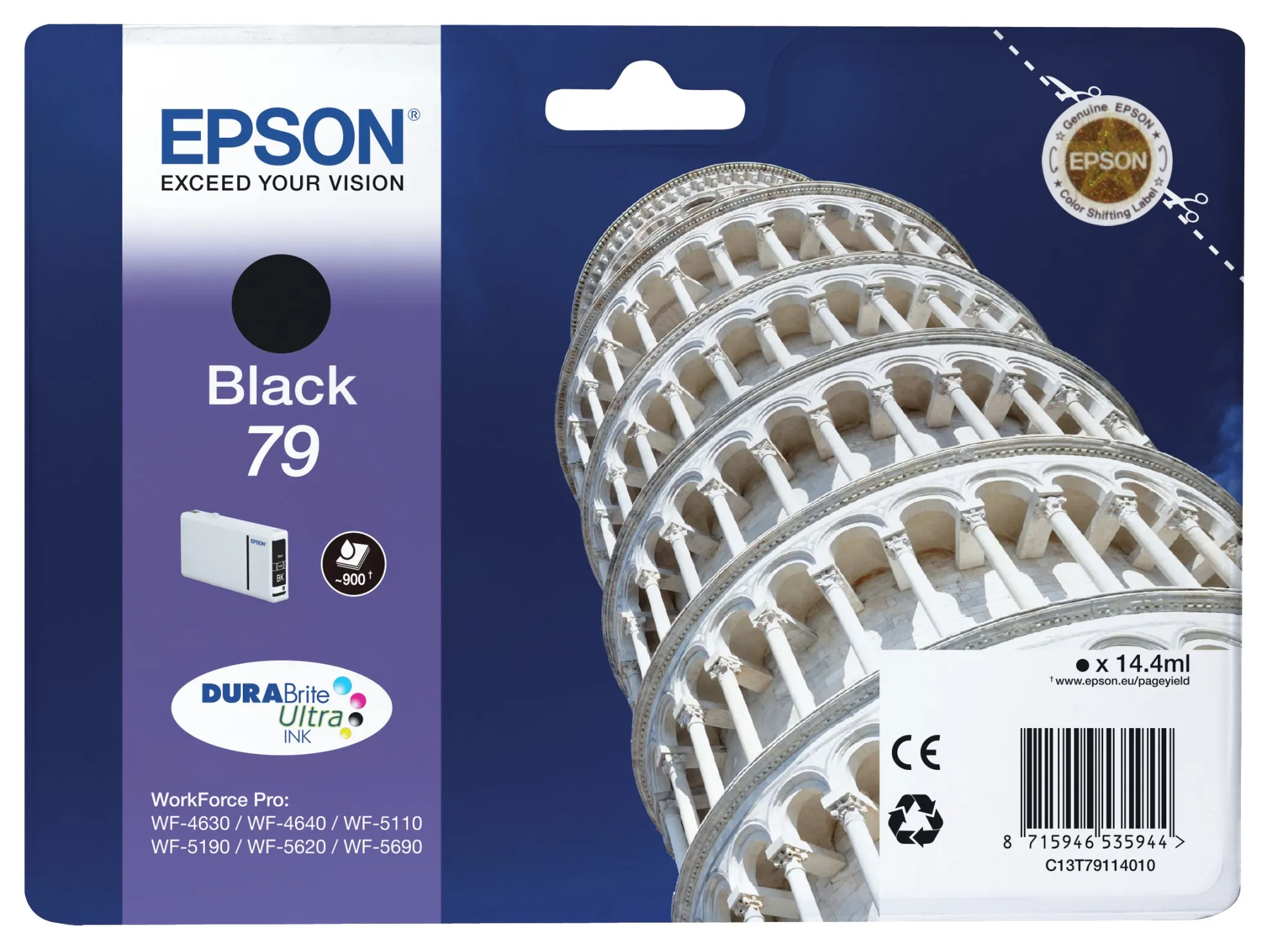 ORIGINALE Epson Cartuccia d'inchiostro nero C13T79114010 79 900 pagine 144ml 79 - immagine 1