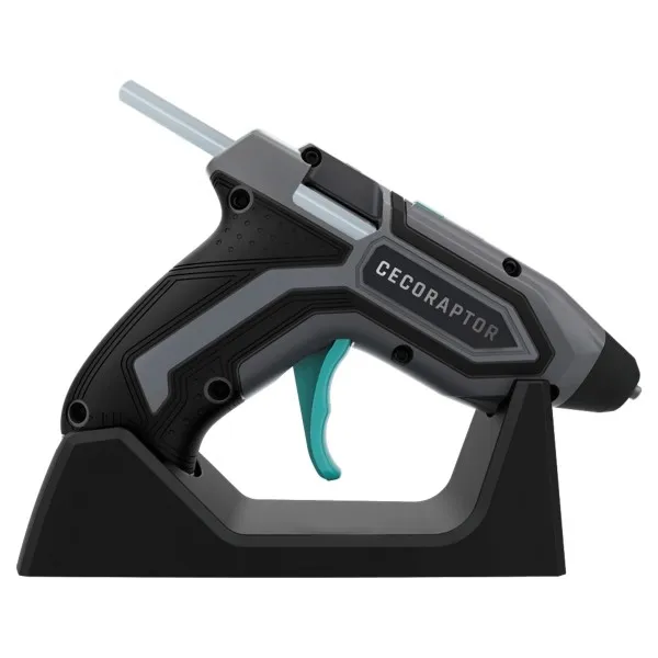 Pistola per colla a caldo Cecotec CecoRaptor Perfect Fix 360 X-Treme - Autonomia 30 minuti - Base di ricarica - Batteria da 15 Ah 37 V - Include 10 stick di colla - Spegnimento automatico - Colore nero e grigio - immagine 1