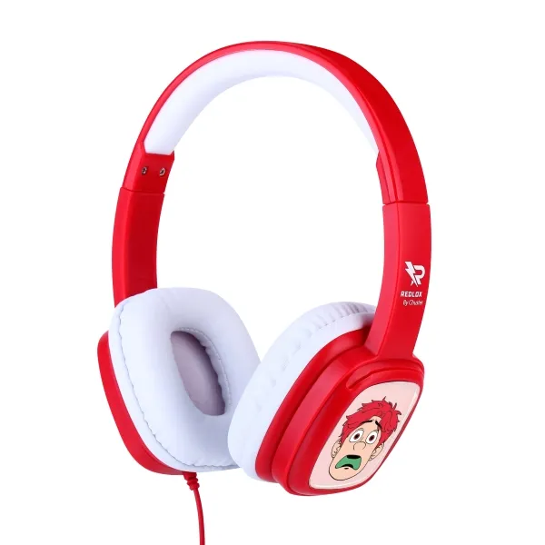 Cuffie cablate colorate Redlox by Chuster con cavo da 1 m - Altoparlante da 30 mm - 32 Ohm - Sensibilità 85 dB - Connettore jack da 35 mm - Personalizzabili con schede - Rosso e bianco - immagine 1