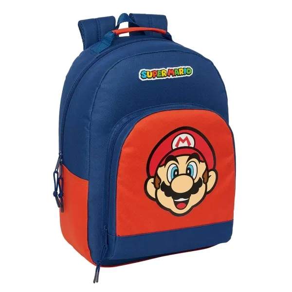 Zaino Safta Super Mario Mamma Mia adattabile al trolley - Doppia cerniera - Tasca frontale - Spallacci ergonomici - Schienale imbottito - Maniglia foderata - 2010 L - 320x150x420 mm - Rosso e blu - immagine 1