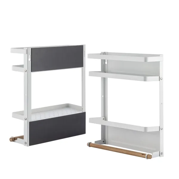 Innovagoods MagoRac - Scaffale organizer magnetico in metallo e legno - Scaffali pieghevoli - Portata 5 kg - Ganci inclusi - Facile installazione - Multifunzionale - 27x32x75 cm - Bianco - immagine 1