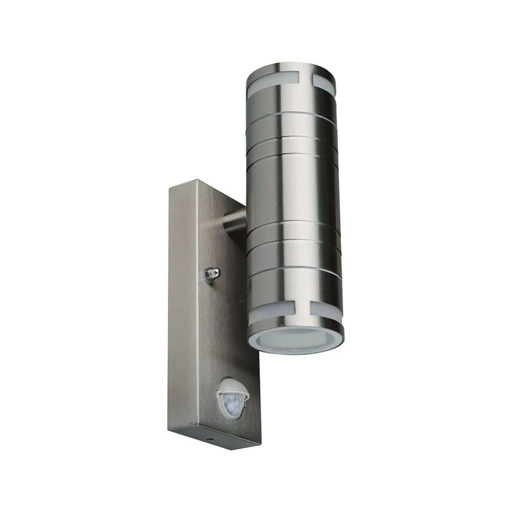 V-TAC Lampada LED Doppio da Muro con sensore e Portalampada 2*GU10 e GU5.3 (MR16) Corpo in acciaio Doppio Fascio Luminoso IP44 - immagine 1