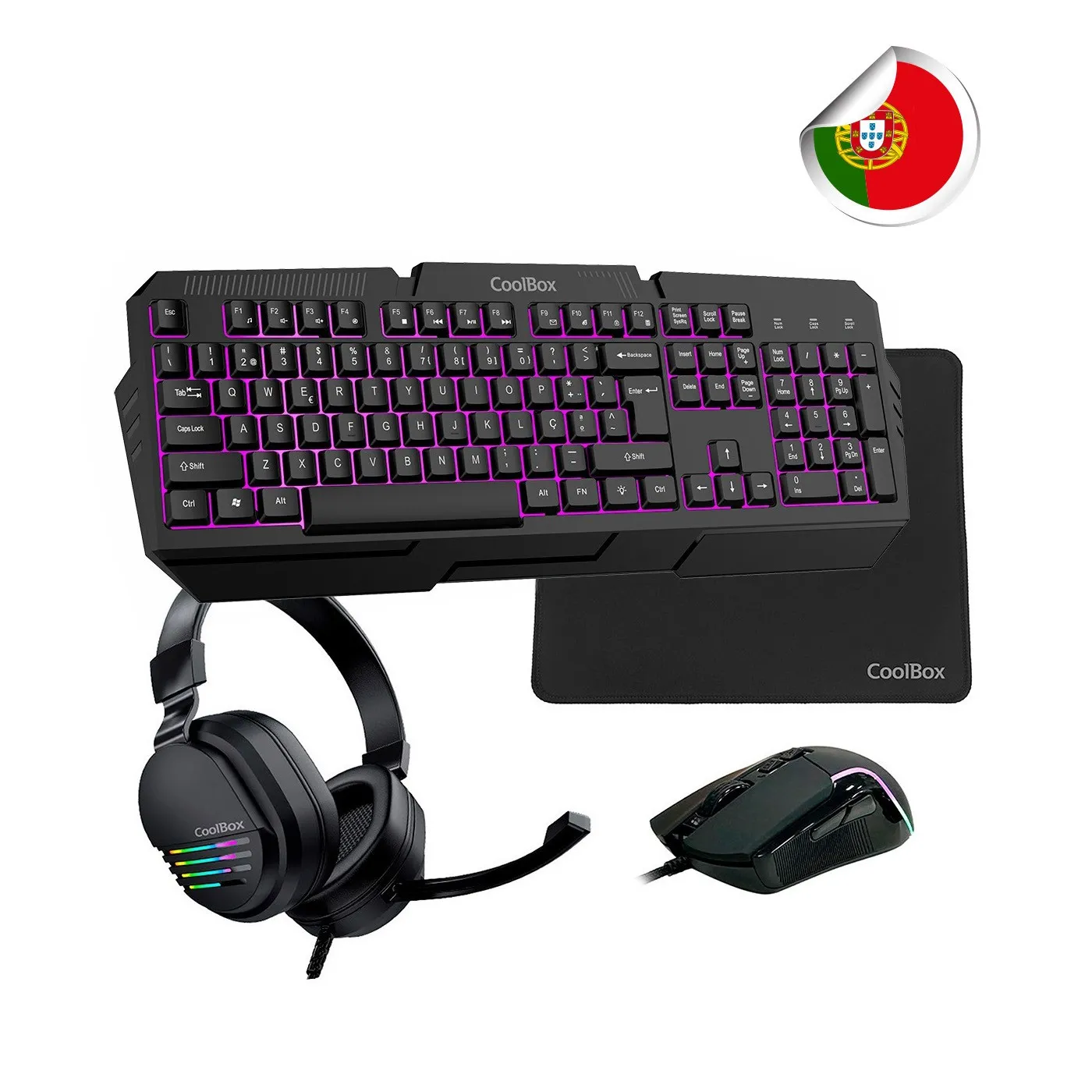 CoolBox COO-KTRAA-15PT tastiera Mouse incluso Gaming USB Portoghese Nero - immagine 1