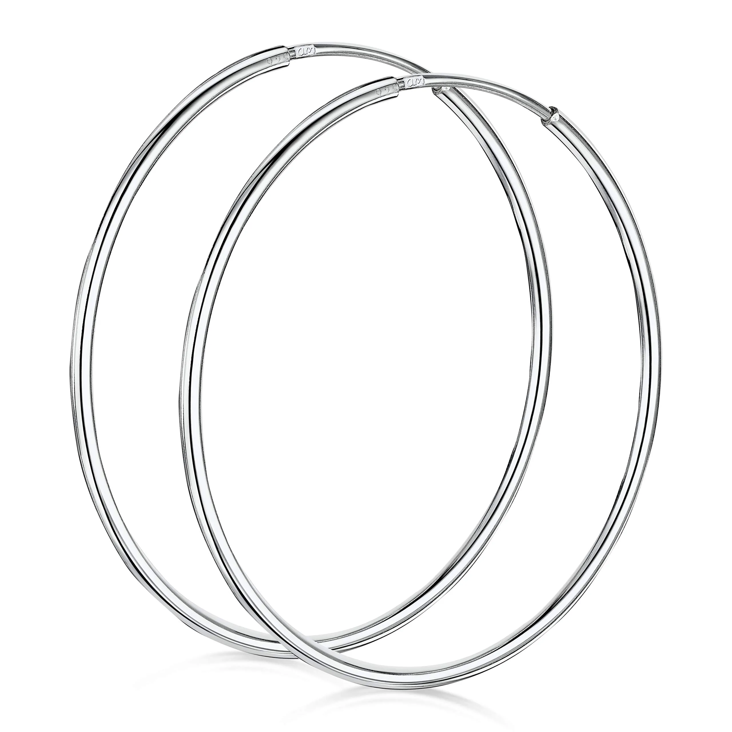 Amberta Orecchini a Cerchio da Donna in Argento Sterling 925: Diametro 40 mm - immagine 1