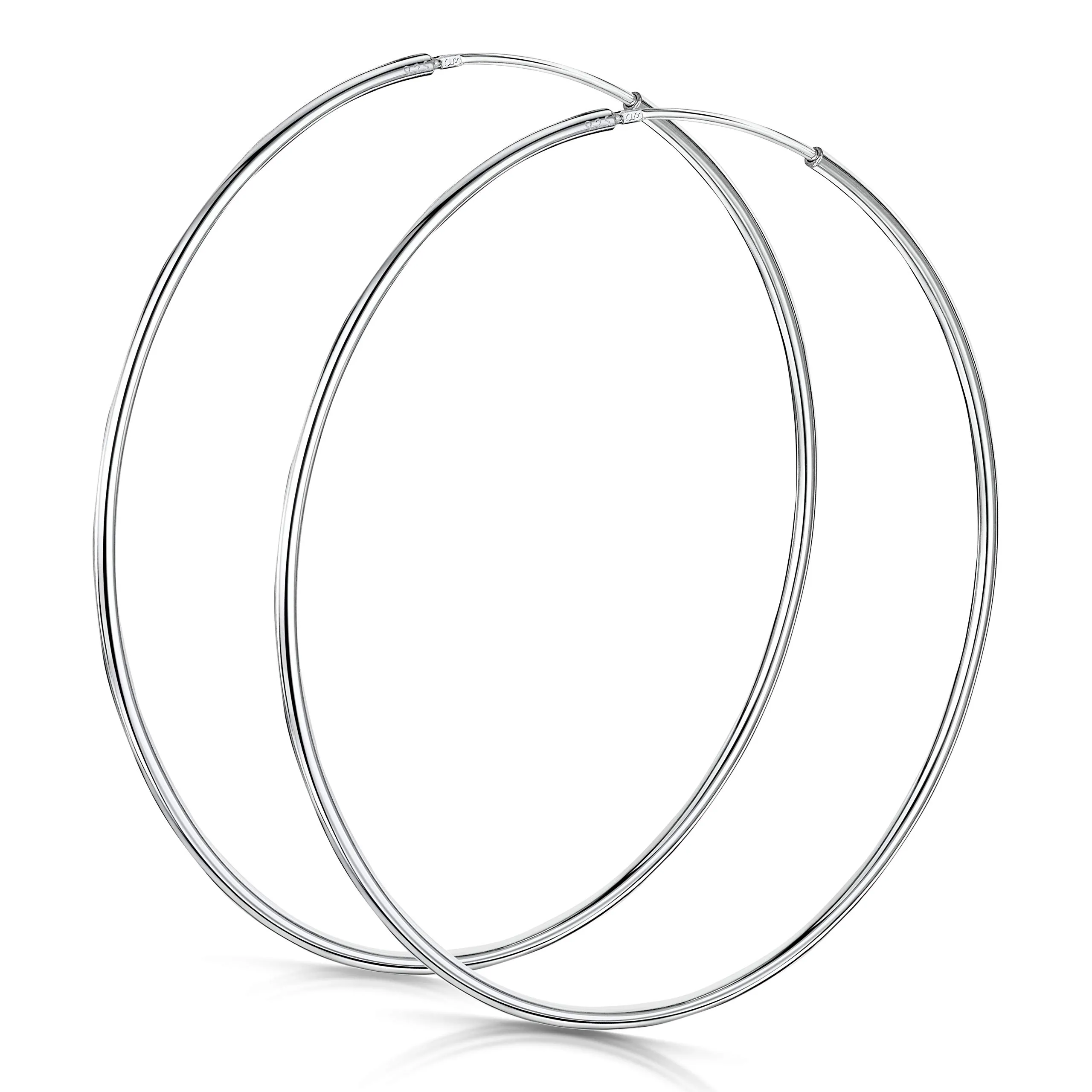Amberta Orecchini a Cerchio da Donna in Argento Sterling 925: Diametro 60 mm - immagine 1