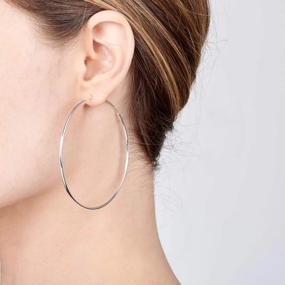 Amberta Orecchini a Cerchio da Donna in Argento Sterling 925: Diametro 60 mm - immagine 2