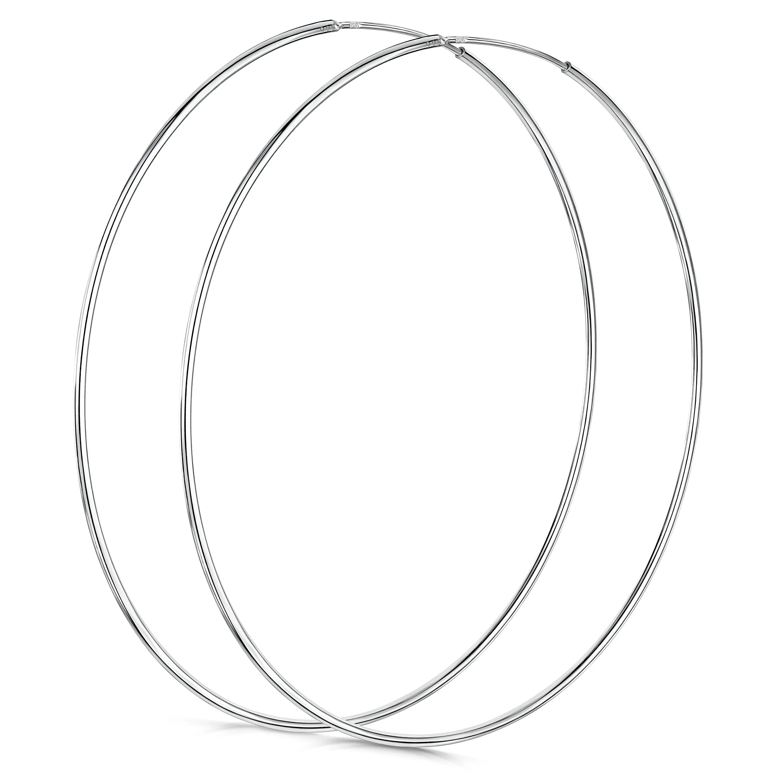 Amberta Orecchini a Cerchio da Donna in Argento Sterling 925: Diametro 75 mm - immagine 1