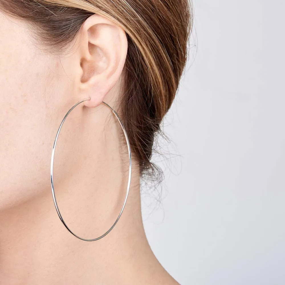 Amberta Orecchini a Cerchio da Donna in Argento Sterling 925: Diametro 75 mm - immagine 2