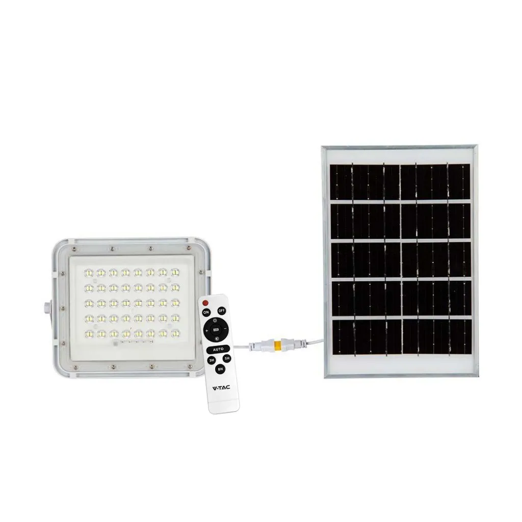 V-TAC Faro LED con Telecomando e Pannello Solare 6W Batteria sostituibile Cavo da 3m Colore Bianco 4000K - immagine 1