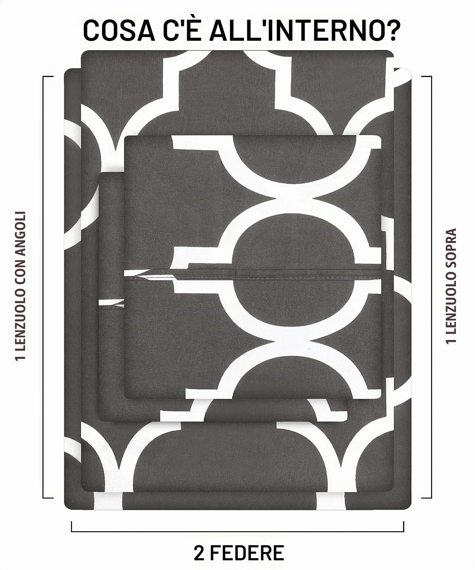 Utopia Bedding Set di lenzuola per letto queen size, in morbida microfibra, 4 pezzi, con tasca profonda 40,6 cm, in microfibra spazzolata facile da pulire (quadrifoglio, grigio) - immagine 2