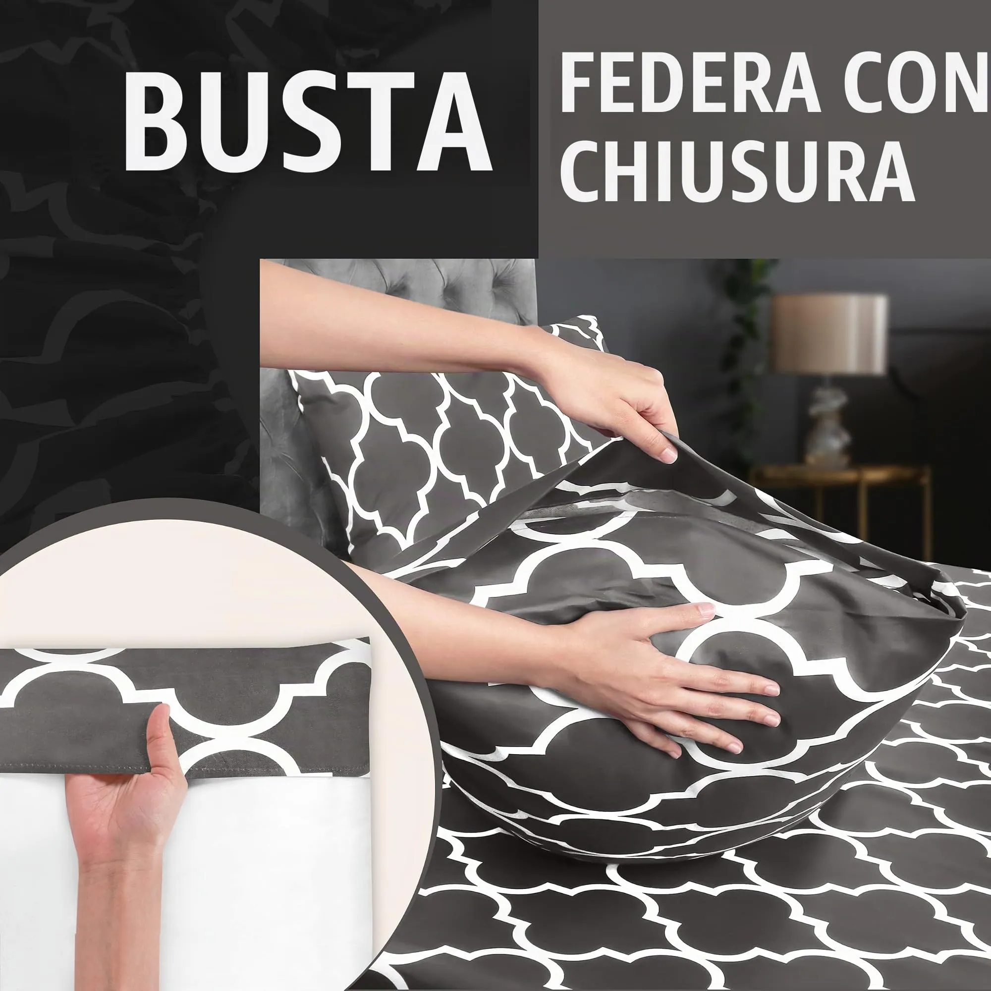 Utopia Bedding Set di lenzuola per letto queen size, in morbida microfibra, 4 pezzi, con tasca profonda 40,6 cm, in microfibra spazzolata facile da pulire (quadrifoglio, grigio) - immagine 4