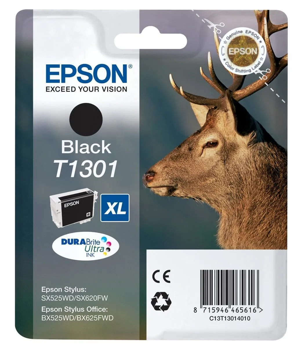 ORIGINALE Epson Cartuccia d'inchiostro nero C13T13014012 T1301 XL 945 pagine 254ml - immagine 1