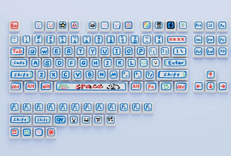 Set Di 129 Tasti Hand Painted Blue Pbt Xda - immagine 1