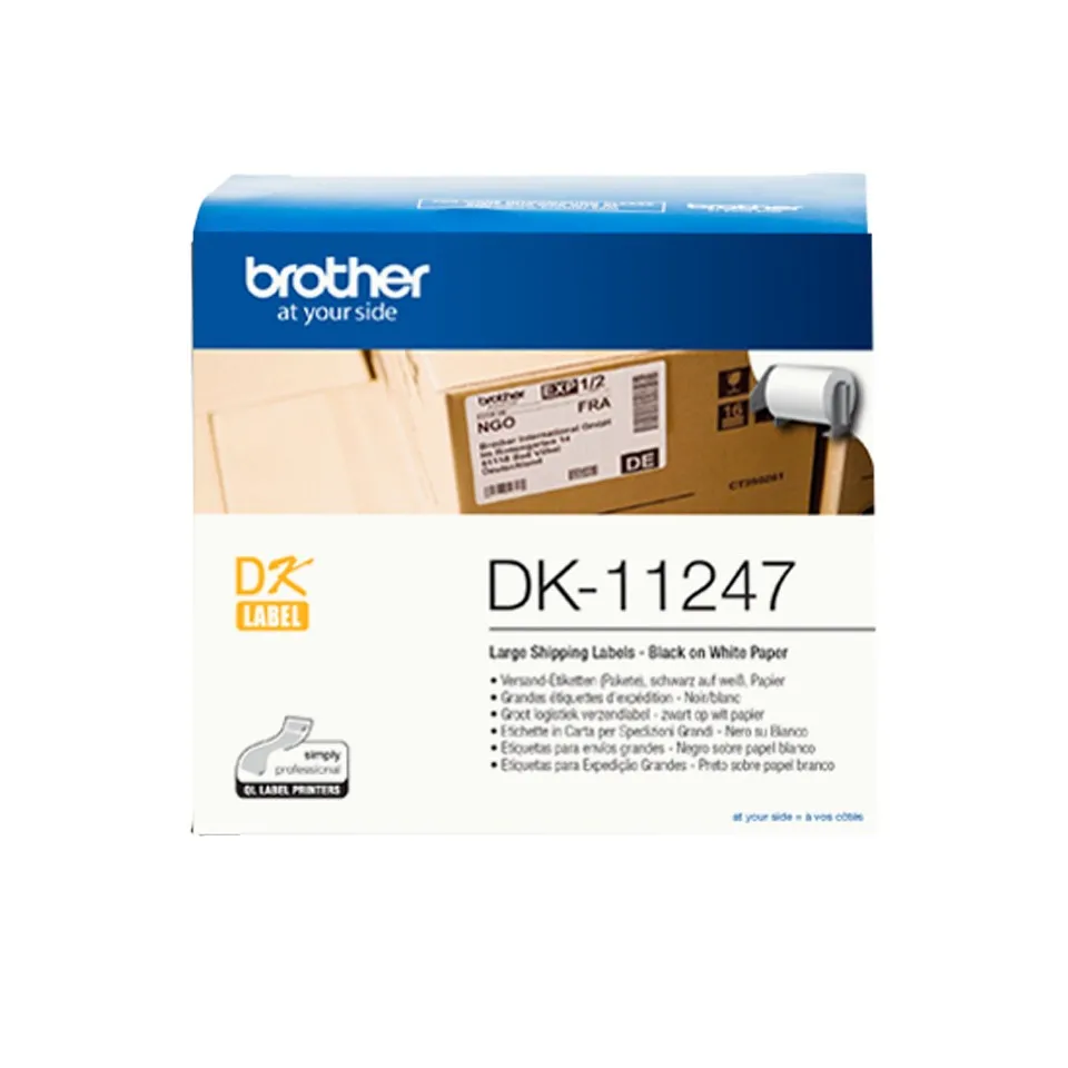 ORIGINALE Brother Etichette Nero su bianco DK-11247 Etichette 103 x 164mm bianche 180 pezzi/rotolo - immagine 1
