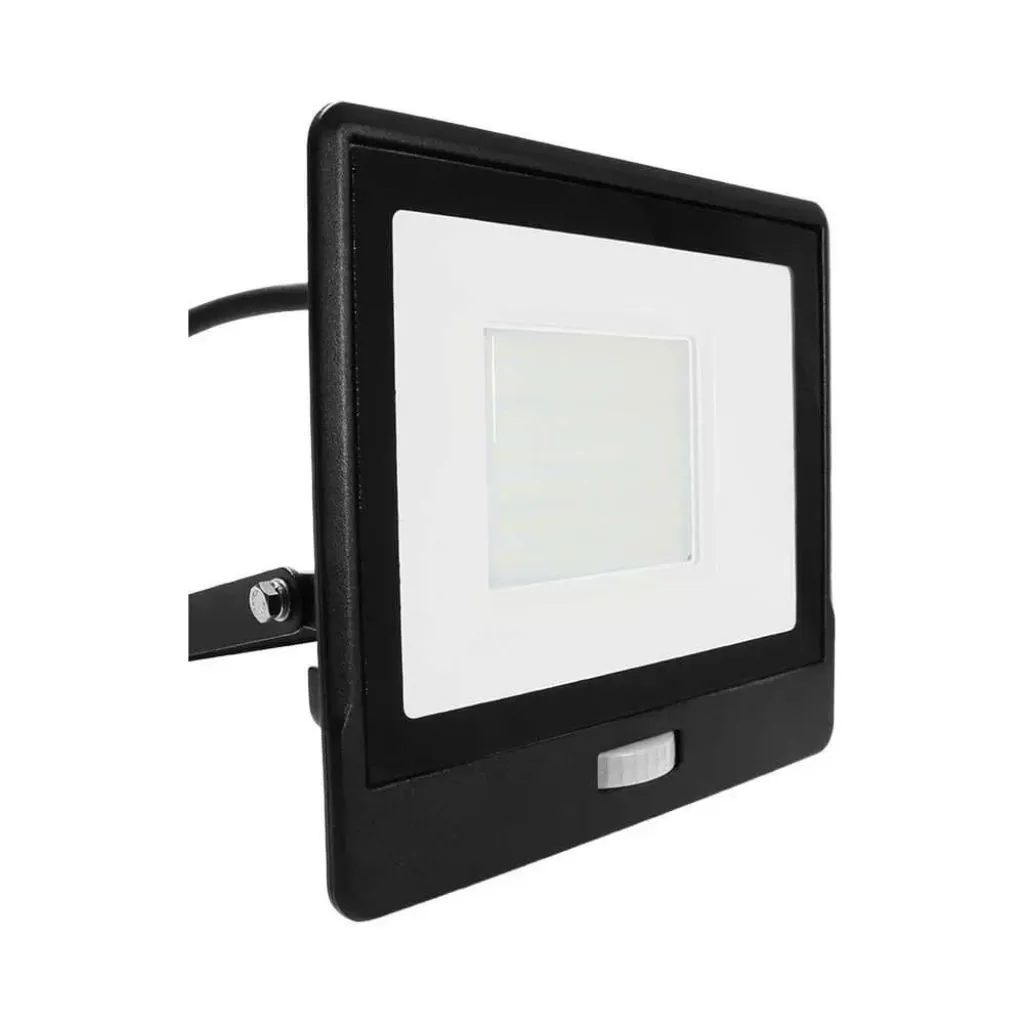 V-TAC PRO Faro LED Chip Samsung 50W con Sensore PIR Cavo 1m Colore Nero 6500K IP65 - immagine 1