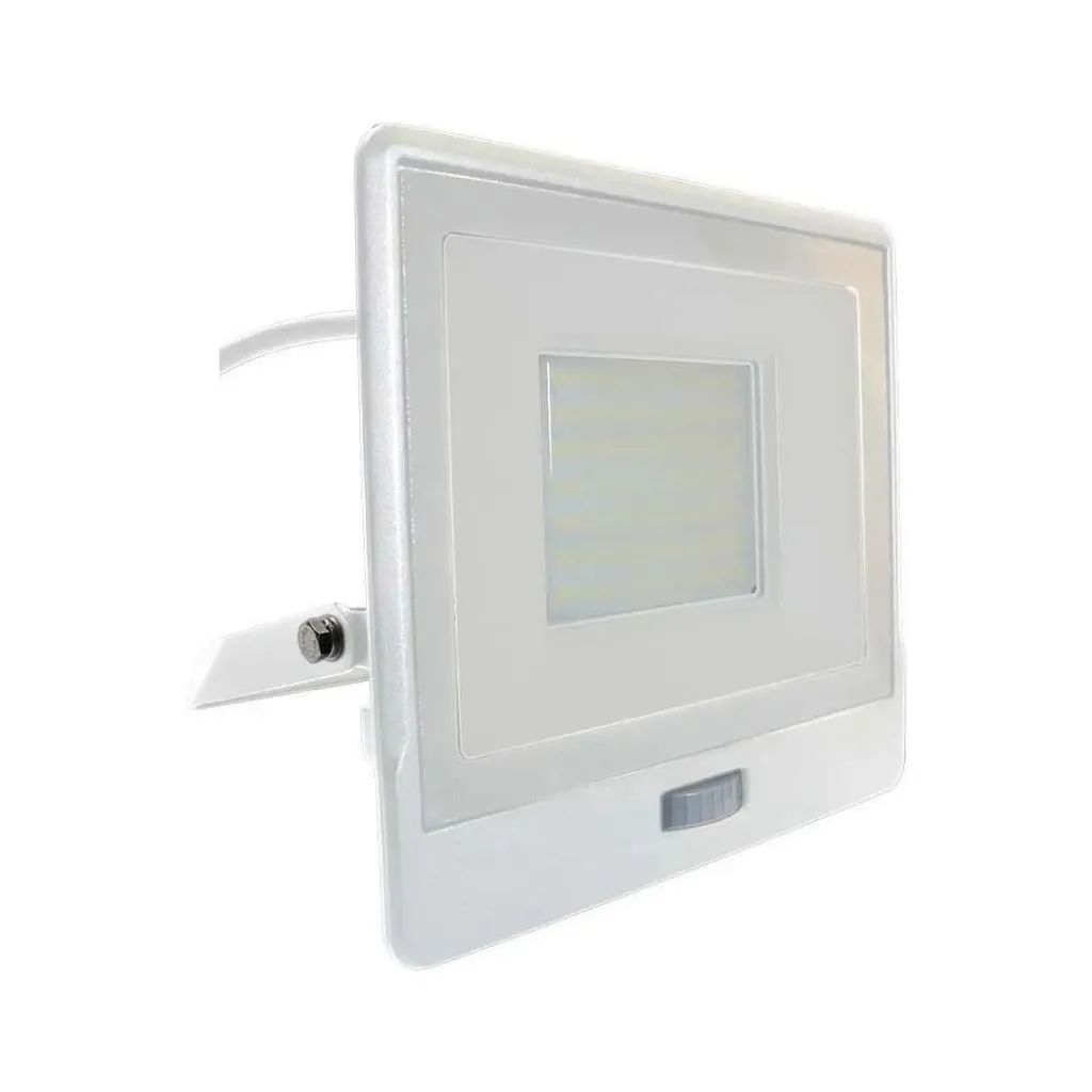 V-TAC PRO Faro LED Chip Samsung 50W con Sensore PIR Cavo 1m Colore Bianco 4000K IP65 - immagine 1