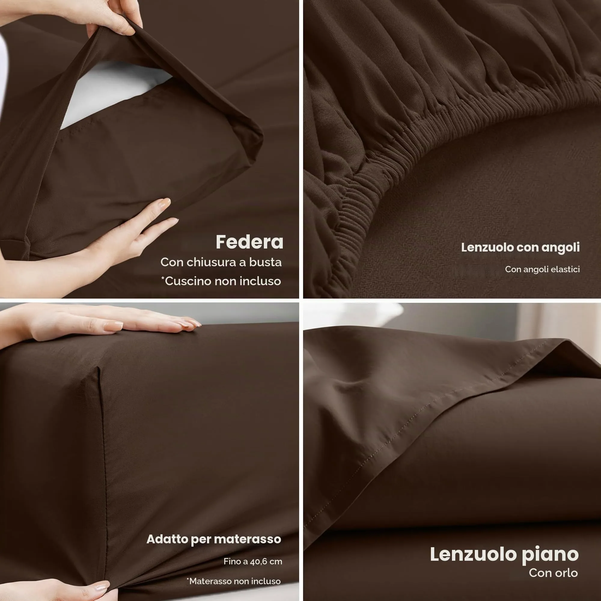Utopia Bedding - Set di lenzuola per letto King size, 4 pezzi, lenzuola di - immagine 3
